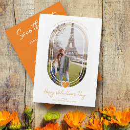 Reserva La Fecha Naranja de efecto oval Corazón feliz Día de San Va