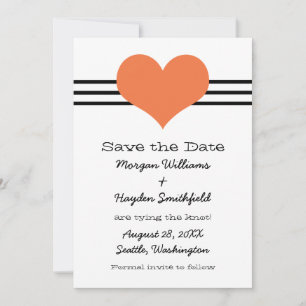 Reserva La Fecha Naranja de Mod Heart Save the Date Invite