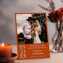 Reserva La Fecha Naranja de óxido simple Boda de fotografía mínima 