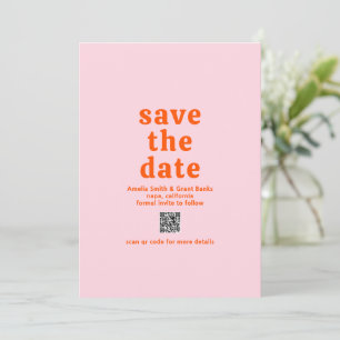 Reserva La Fecha Naranja de tipos de letra retro y Boda moderno de