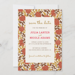 Reserva La Fecha Naranja Dusty Brunt Peony Flores Caen Boda