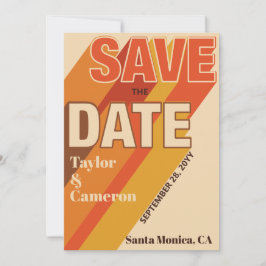 Reserva La Fecha Naranja Groovy de sombra larga y Boda marrón