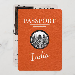 Reserva La Fecha Naranja India Passport Save the Date