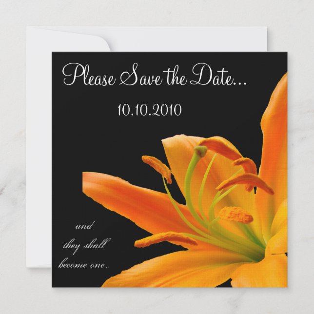 Reserva La Fecha Naranja Lily Save-the date (Anverso)