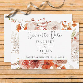 Reserva La Fecha Naranja Quemado Boho Caer Arco Floral Monograma Bl