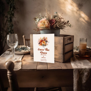 Reserva La Fecha Naranja Quemado Caída Acuarela Pampas Boda de Gras