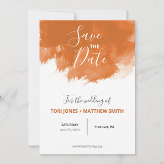Reserva La Fecha Naranja quemado Paint Swatch Wedding Save the Date