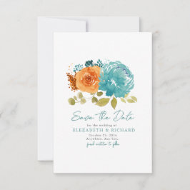 Reserva La Fecha Naranja quemado verde azulado Bouquet Fall Floral