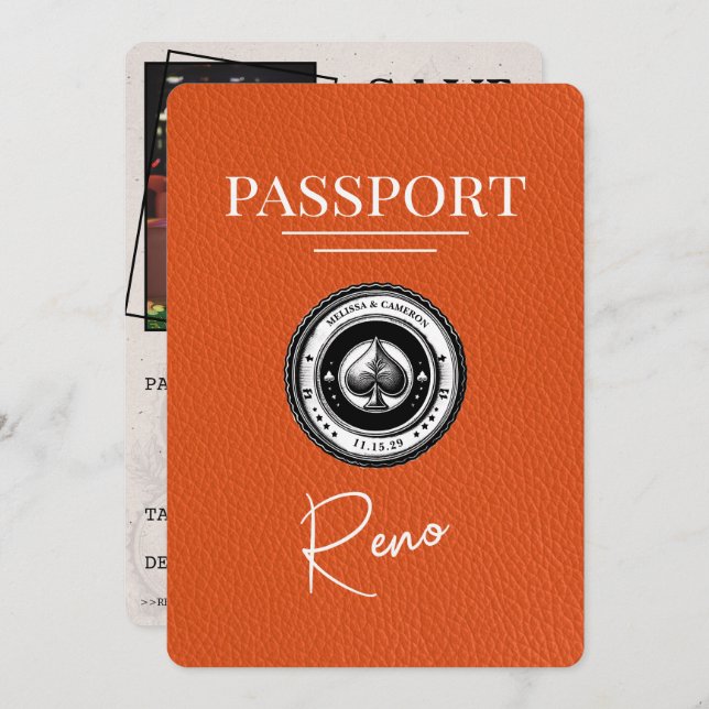 Reserva La Fecha Naranja Reno Passport Guardar la fecha (Anverso / Reverso)