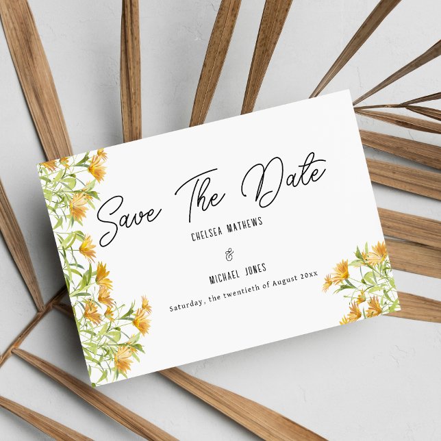 Reserva La Fecha Naranja salvaje floral primavera verde Guardar la  (Wild orange green spring floral Save The Date )
