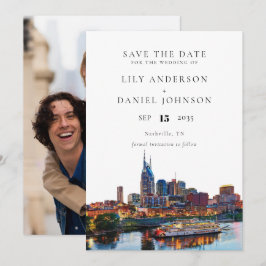 Reserva La Fecha Nashville Riverfront Watercolor Photo Wedding