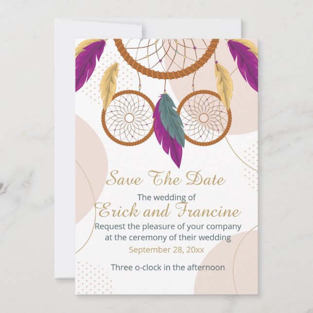 Reserva La Fecha Native Inspired Dreamcatcher Wedding Save the Date (Anverso)
