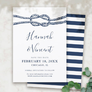 Reserva La Fecha Nautical Navy Knot Save the Date Card