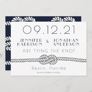 Reserva La Fecha Nautical Rope Navy White Beach Wedding Typography