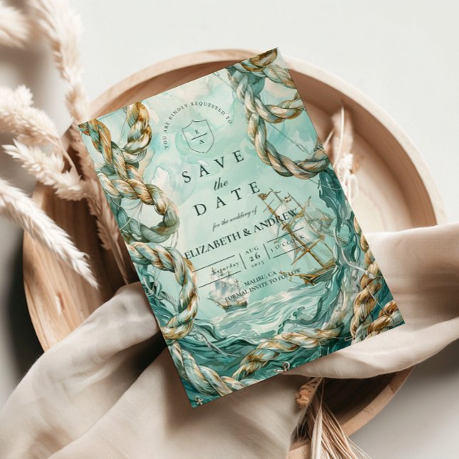 Reserva La Fecha Nautical Rope Voyage Wedding (Subido por el creador)