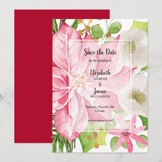 Reserva La Fecha Navidades acuarelas Holiday Floral (Anverso / Reverso)