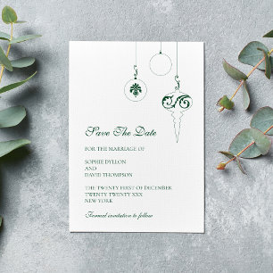 Reserva La Fecha Navidades Bauble Ornaments Boda Verde Invierno