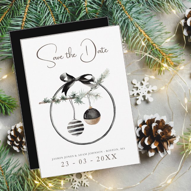 Reserva La Fecha Navidades blancos y negros góticos baubles Boda (Subido por el creador)