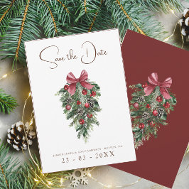 Reserva La Fecha Navidades Boda de la Festividad de Invierno Rojo y