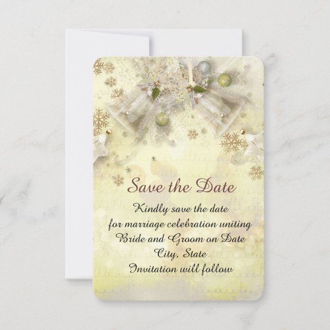 Reserva La Fecha Navidades Bolsa de oro Guardar fecha (Anverso)