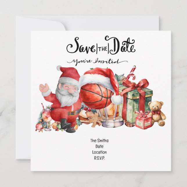 Reserva La Fecha Navidades de baloncesto Fiesta con Santa Claus (Anverso)
