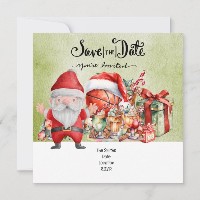 Reserva La Fecha Navidades de baloncesto Fiesta con Santa Claus (Anverso)