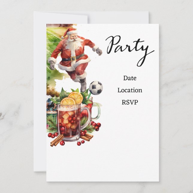 Reserva La Fecha Navidades de fútbol con Santa Claus jugando al bal (Anverso)