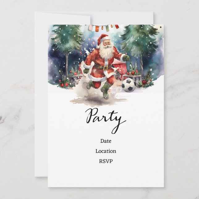 Reserva La Fecha Navidades de fútbol con Santa Claus jugando al bal (Anverso)