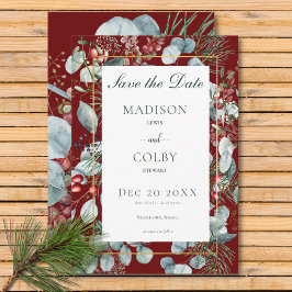 Reserva La Fecha Navidades de invierno Boda rojo verde