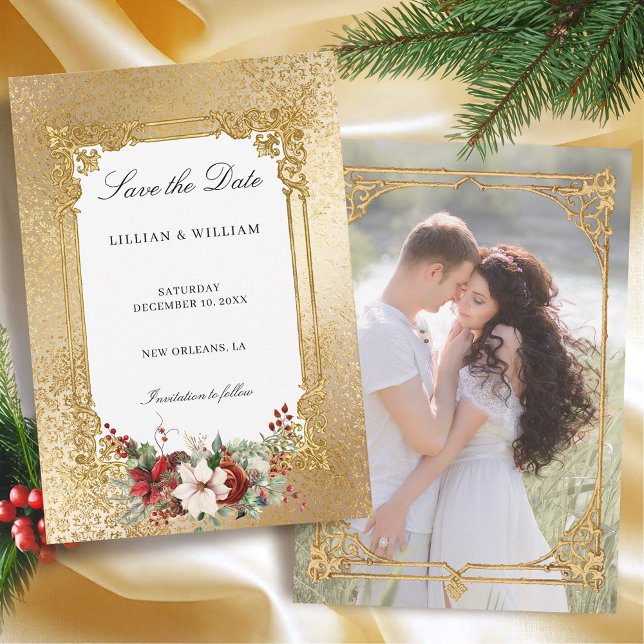 Reserva La Fecha Navidades de Opulencia Dorada Boda Floral (Subido por el creador)