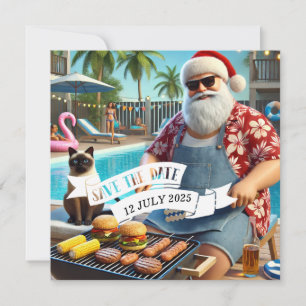 Reserva La Fecha Navidades en julio Fiesta de piscina con Santa Cla