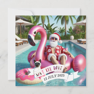 Reserva La Fecha Navidades en julio Fiesta de piscina con Santa Cla