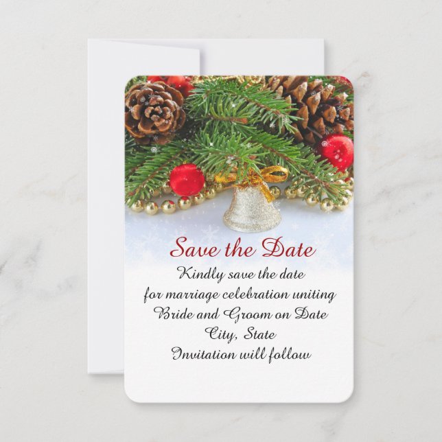 Reserva La Fecha Navidades Holiday Bell Guardar la fecha (Anverso)