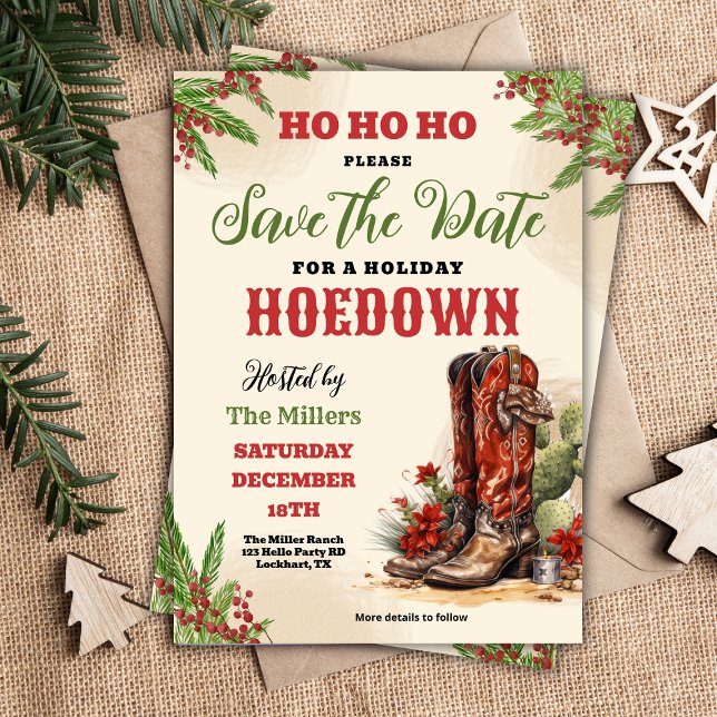 Reserva La Fecha Navidades occidentales, Holiday Hoedown, Fiesta Co (Subido por el creador)