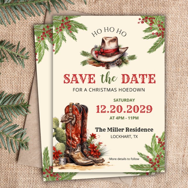 Reserva La Fecha Navidades occidentales, Holiday Hoedown, Fiesta Co (Subido por el creador)