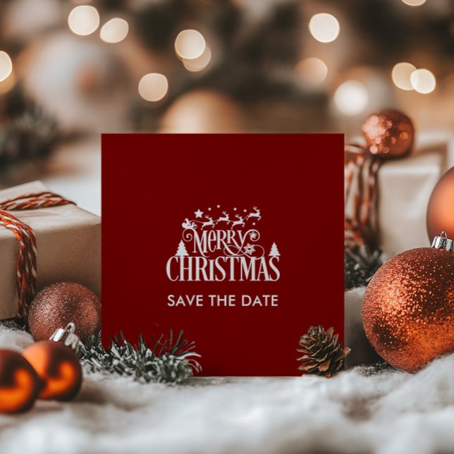 Reserva La Fecha Navidades rojos profundos Fiesta Brunch (Deep Red Christmas Brunch Party Save The Date)