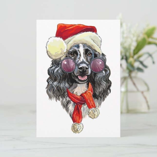 Reserva La Fecha Navidades spaniel dog (Anverso de pie)