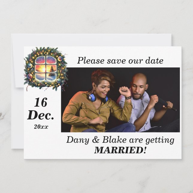 Reserva La Fecha Navidades Winter Wonderland Wreath Photo (Anverso)