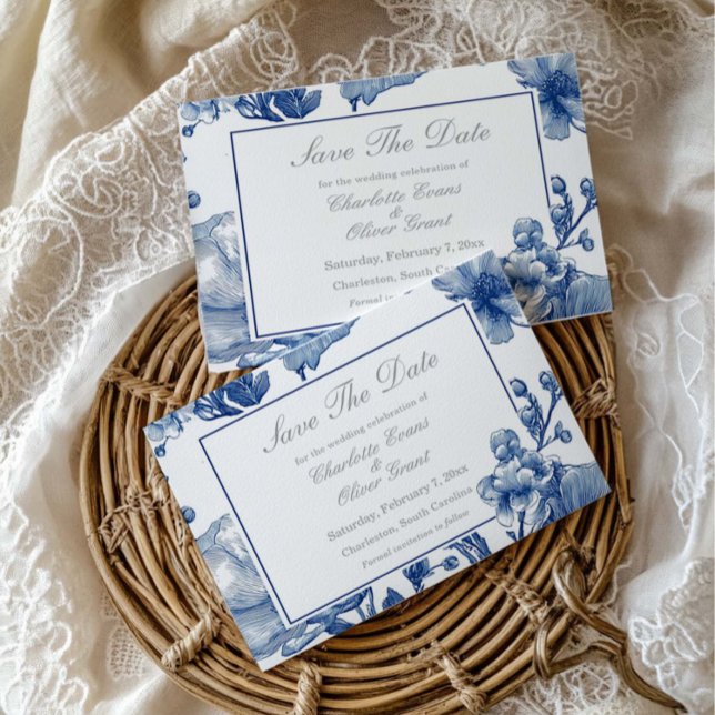 Reserva La Fecha Navy Blue And Silver Wedding Save The Date Card (Subido por el creador)