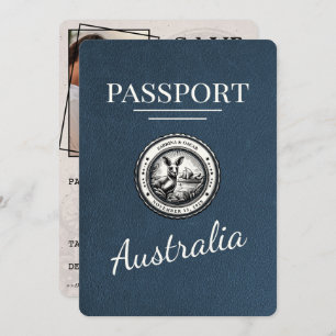 Reserva La Fecha Navy Blue Australia Passport Save the Date