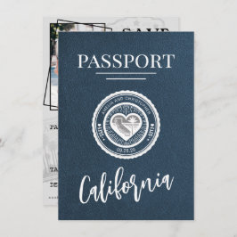 Reserva La Fecha Navy Blue California Passport Save the Date