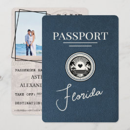 Reserva La Fecha Navy Blue Florida Passport Save the Date
