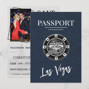 Reserva La Fecha Navy Blue Las Vegas Passport Save The Date