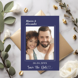 Reserva La Fecha Navy blue modern photo wedding Save the Date