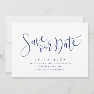 Reserva La Fecha Navy Blue Modern Simple Script Guardar La Fecha