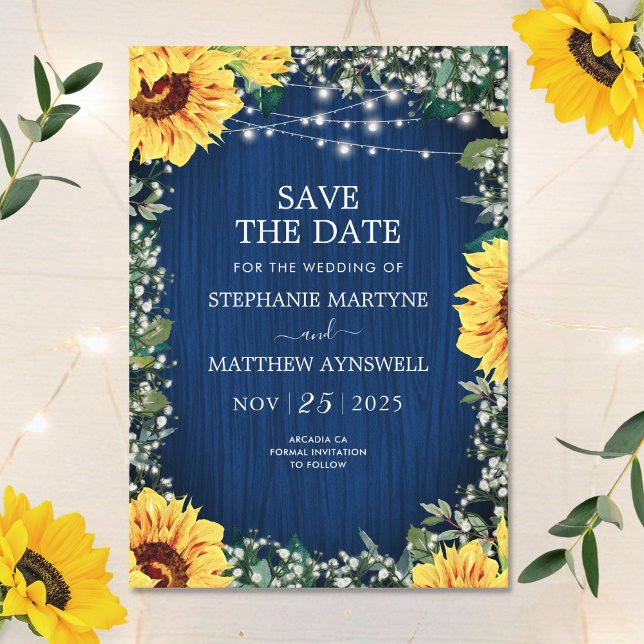 Reserva La Fecha Navy Blue Sunflower enciende a un Boda ruso (Subido por el creador)
