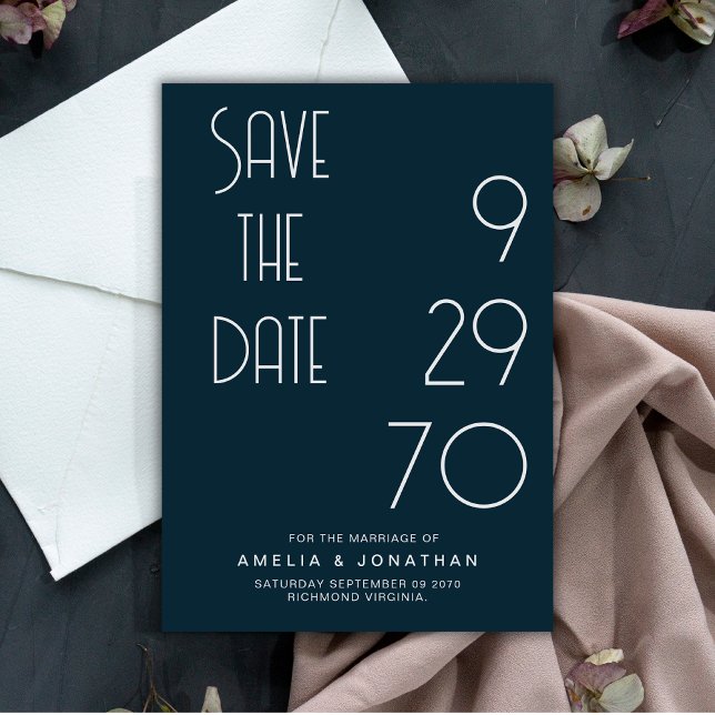 Reserva La Fecha Navy Matte Simple Minimal Wedding Save The Date (Subido por el creador)