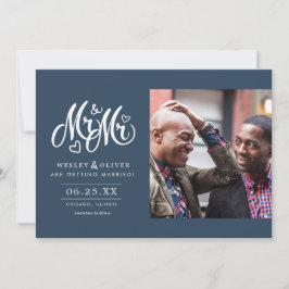 Reserva La Fecha Navy Mr. & Mr. Script - Save the Date with Photo