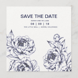 Reserva La Fecha Navy Peony Simple Save the Date