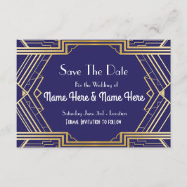 Reserva La Fecha Navy Save the Date Wedding Party Gold Invita